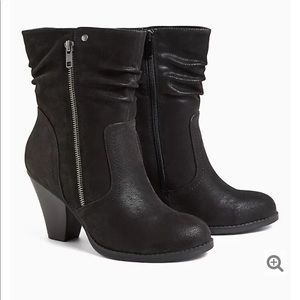 Black Faux Suede Slouch Bootie - Wide Width